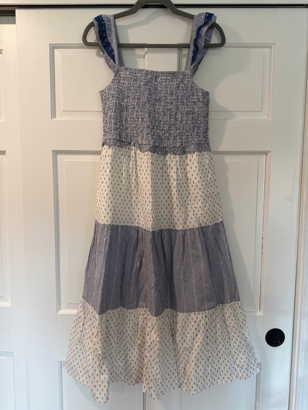 NWT J. Crew F Midi Smocked Clip-Dot Tiered Dress - Size Small - Picture 3 of 10